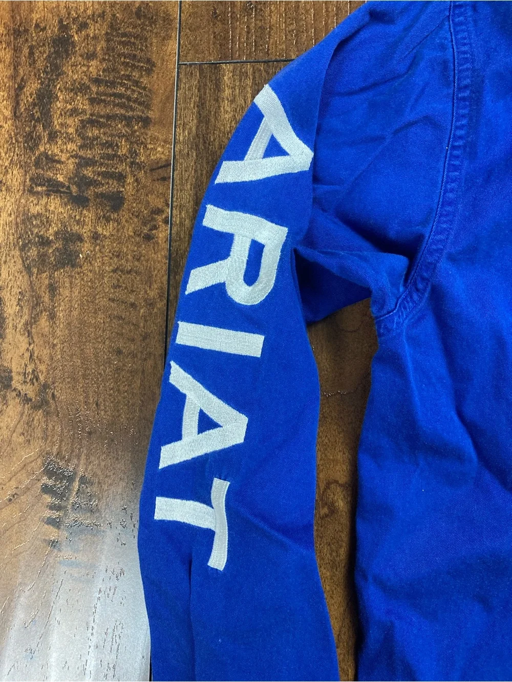 Ariat Royal Blue Logo Long Sleeve Western Rodeo Button Up Shirt Boys XL (18).